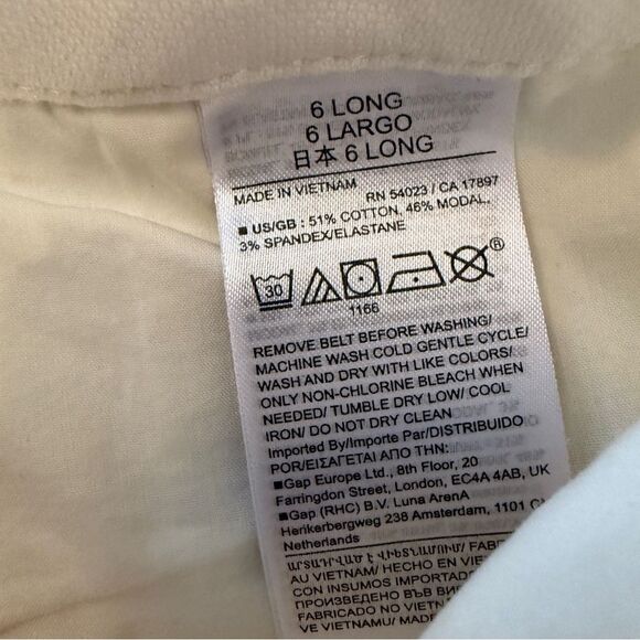 Banana Republic Ivory Cotton Blend Wide Leg Pants Long Inseam - Picture 5 of 8